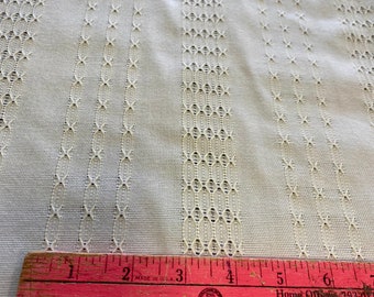 Vintage 1960’s-70’s Antique White MCM Drapery Fabric 48” BTY Loose Weave Curtain Striped