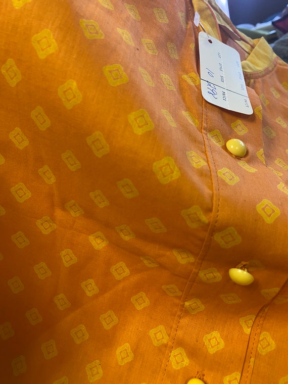 Vintage 1960’s Girls Orange Yellow  Nehru Collar … - image 4