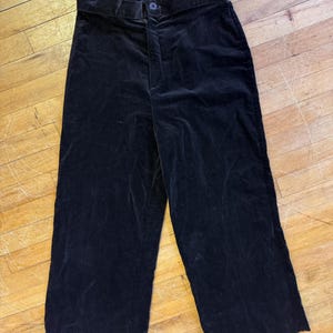 Vintage 1970’s Black Velvet Pants High Waisted Wide Leg 29