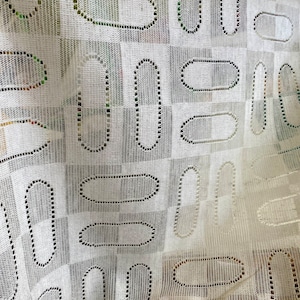 Vintage 1960’s Antique White MCM Drapery Fabric 49” BTY Mesh Loose Open Weave Curtain Fabric Space Age