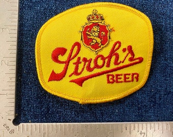 Vintage 80’s Stroh’s Beer Patch 3.5” Unused Strohs Embroidered