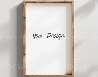 Vertical frame mockup, Modern wood mockup, Modern mockup, Digital Frame mockup, Wood frame, Wood mockup, Thin wood mockup