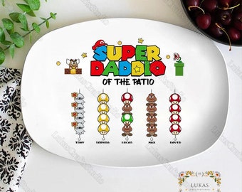 Personalized Dad Resin Plate, Super Daddio Resin Plate, Super Mario Platter, Daddy Resin Plate, Father's Day Gift, Gift For Dad