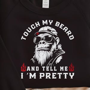 Touch My Beard PNG | Funny Beard Lover T-Shirt Design | Bearded Gorilla Clipart | Digital Download for Men’s Shirts | monkey svg | beard svg