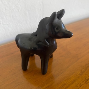 Vintage Handmade Black Ceramic Horse/Pony-Oaxaca Mexican Pottery