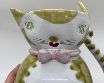 Vintage Ceramic Cat Pitcher-Italy-Hand Painted