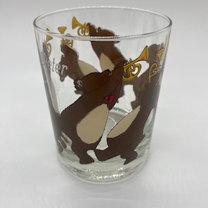 Vintage Cera Cocktail Glass-Trumpet Playing Bears w/Bowties-Peter-Mid Century Modern Glass Company