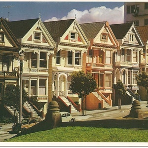 Cartão postal vintage de São Francisco-não utilizado-pintado feminino vitoriano-Golden Gate Park-CableCar