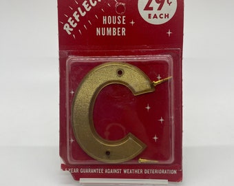 Vintage Reflective Letter C-House Numbers & Letters-Circa 1960s/70s-Gold