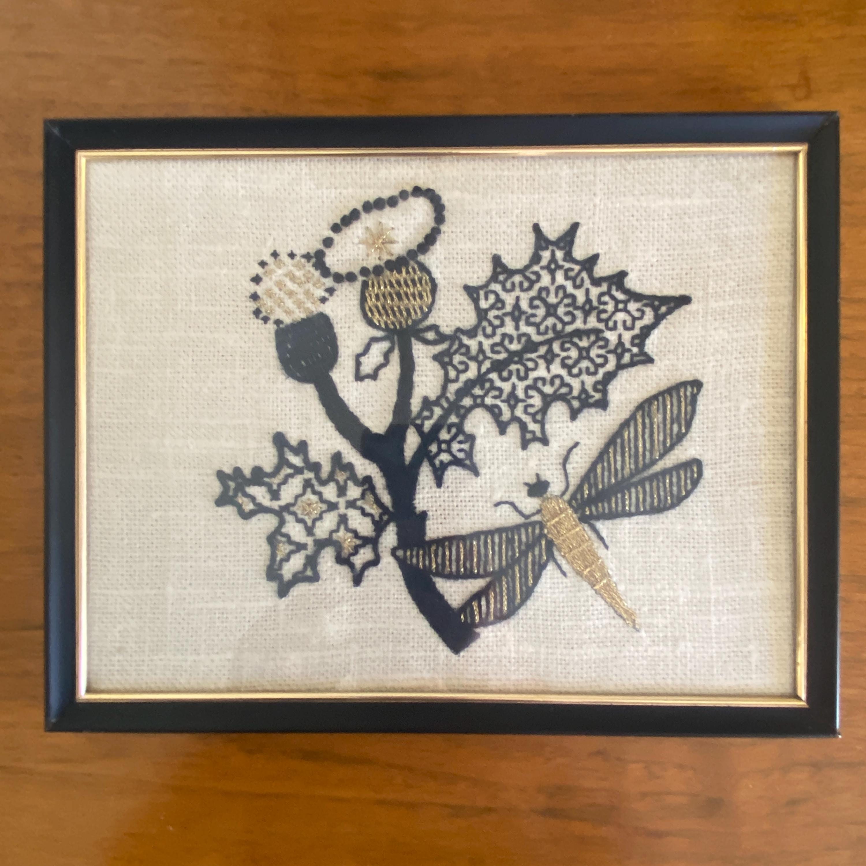 Broderie Crewel Vintage Erica Wilson - Hibou Dans Les Bouleaux Au Coucher Du Soleil, Non Encadrée