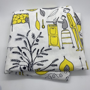 IKEA Kajsa Aronsson 2015 Farm to Table Pattern-Upholstery/Canvas Weight Fabric-Yellow Black White-Discontinued Pattern