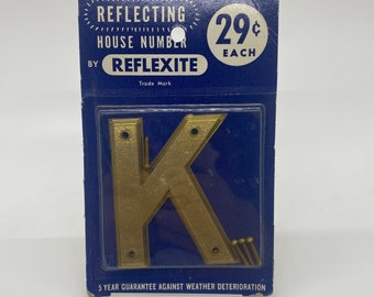 Vintage Reflective Letter K-House Numbers & Letters-Circa 1960s/70s-Gold