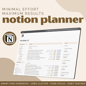 Mind Map 2.0 Notion Template, zweites Gehirn, Lebensplaner, Aufgaben-Planer, Ziel-Tracker, Fruitity Hub, Habit Tracker, Fokussiert & Anpassbar