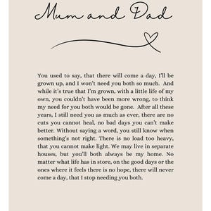 Personalized Mum and Dad Poem Print: Sentimental Family Gift
