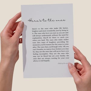 Here’s to the Ones Poem Print Digital Download – Friendship or Family Gift – Safe Place Quote – Best People in Your Life – Printable Poem