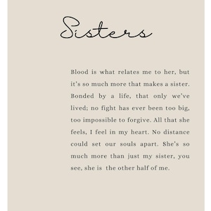 Sister (1) Poem Print | Sentimental Sister Gift |