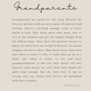 Grandparents Printable Poem - Heartfelt Gift for All Occasions | Instant Digital Download