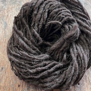 Dark brown Shetland handspun wool yarn, 50 yards