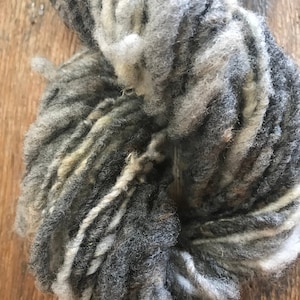 Grey undyed corriedale handspun yarn, 20 yards corriedale wool