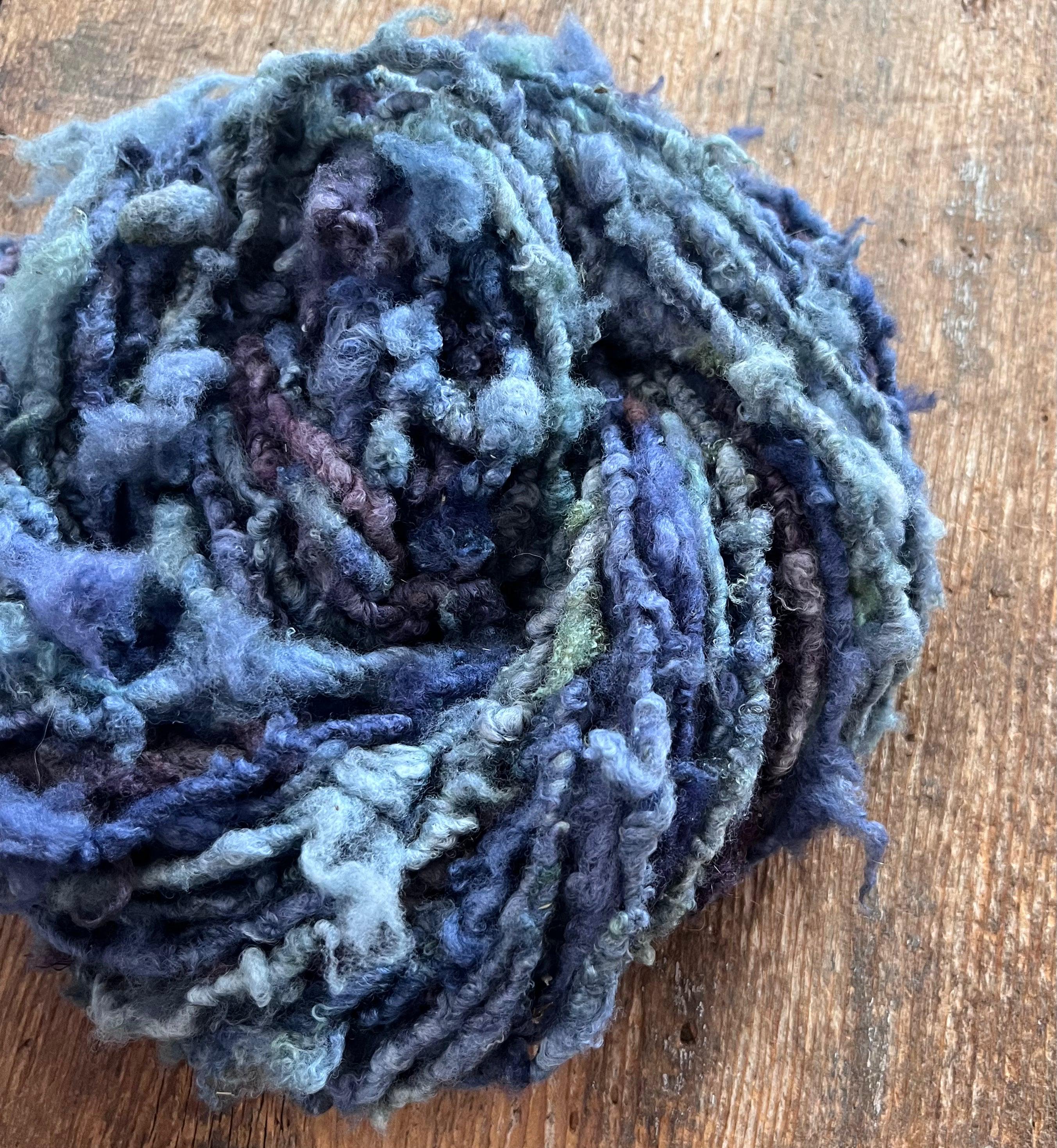 Ferris Wheel - nubbly Southdown wool art yarn, purples and blues - Thumbnail 4
