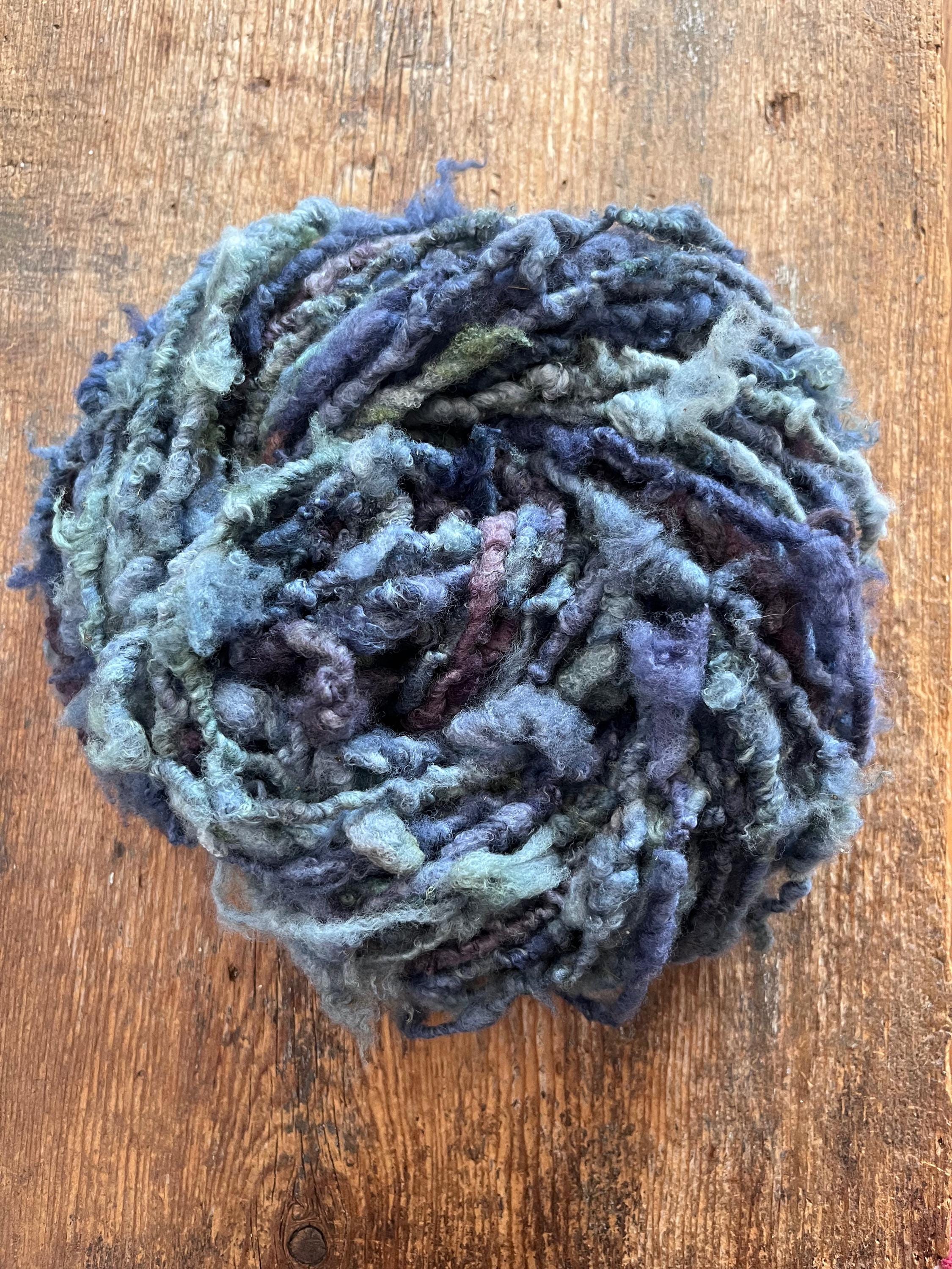 Ferris Wheel - nubbly Southdown wool art yarn, purples and blues - Thumbnail 6