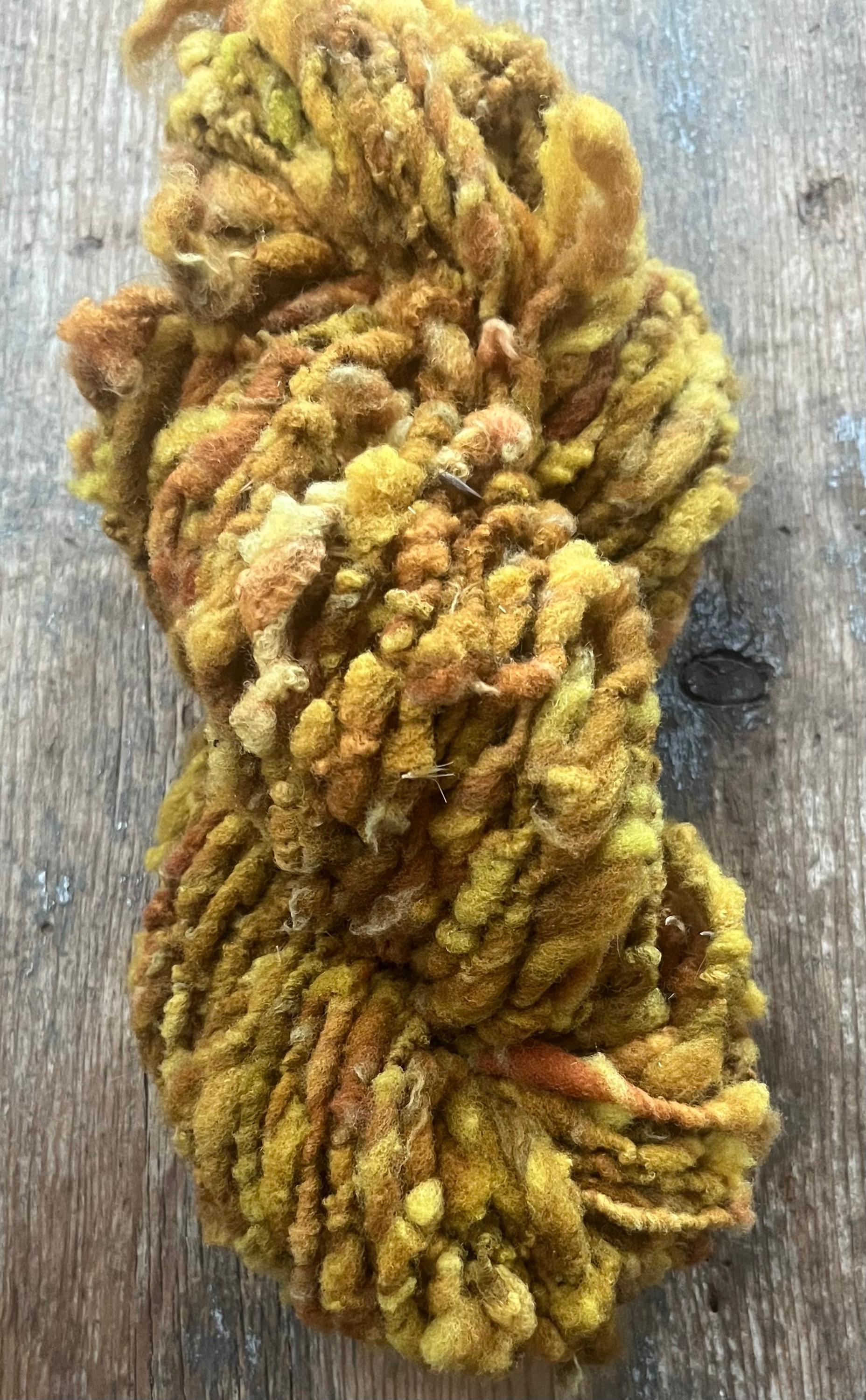 Maize - 50 yards nubbly handspun southdown wool art yarn - Thumbnail 3