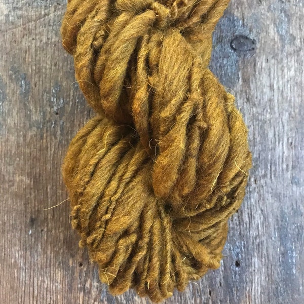 Presale! Smoked Butterscotch handspun yarn, 20 yards bulky yarn, rustic handspun yarn, local wool yarn