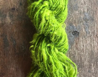 Chartreuse Lincoln wool locks yarn, 20 yards