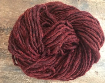 Heathered Cranberry dyed handspun yarn, 72 yards