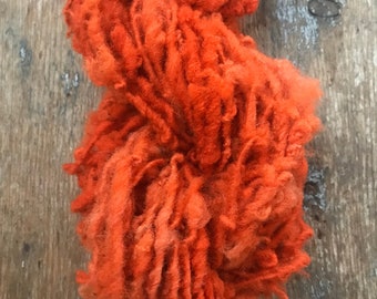 Pumpkin Orange handspun corriedale yarn, 20 yards corriedale wool