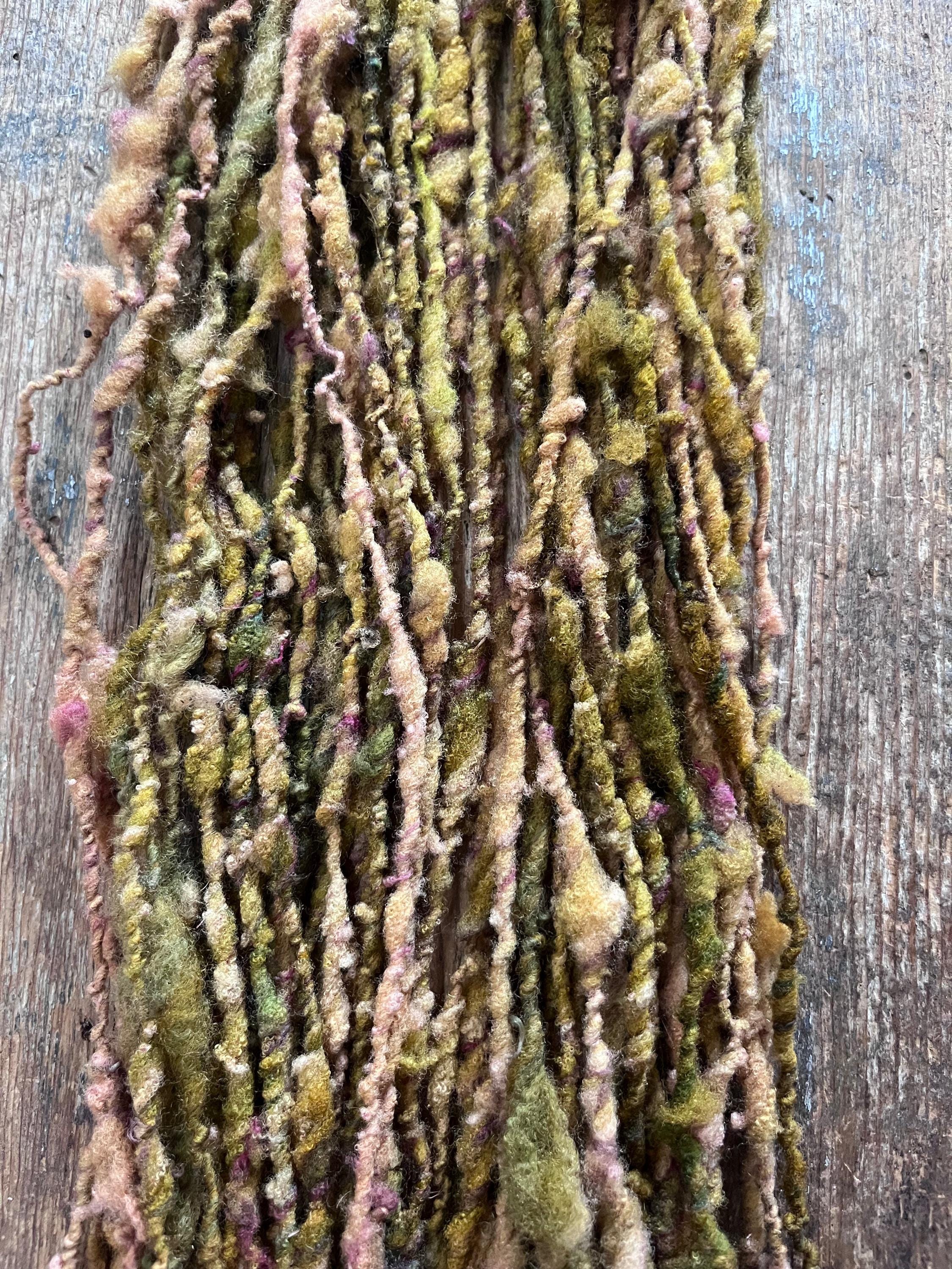 Hellebore, handspun nubbly squishy chunky handspun Southdown wool art yarn - Thumbnail 4