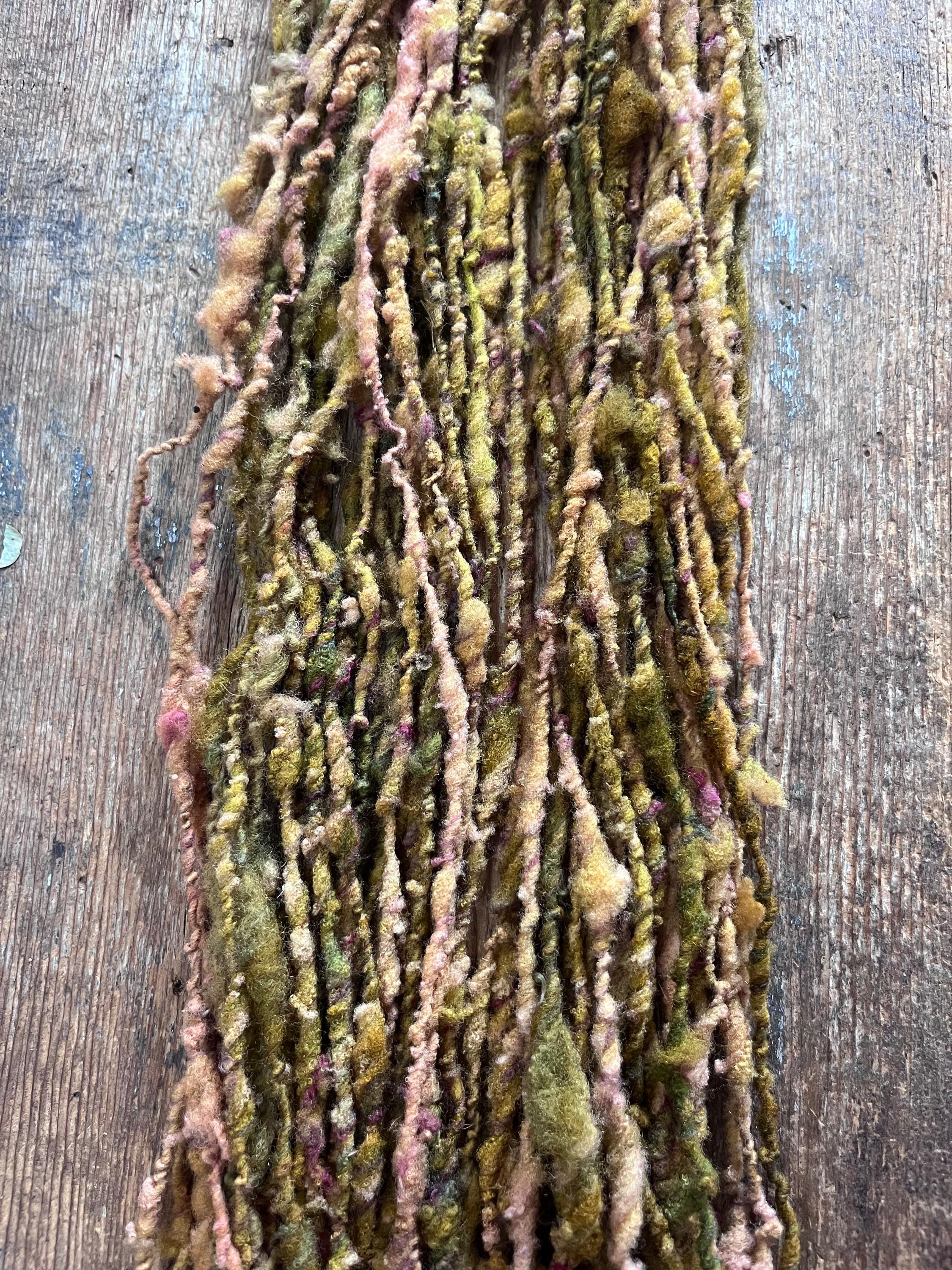 Hellebore, handspun nubbly squishy chunky handspun Southdown wool art yarn - Thumbnail 2