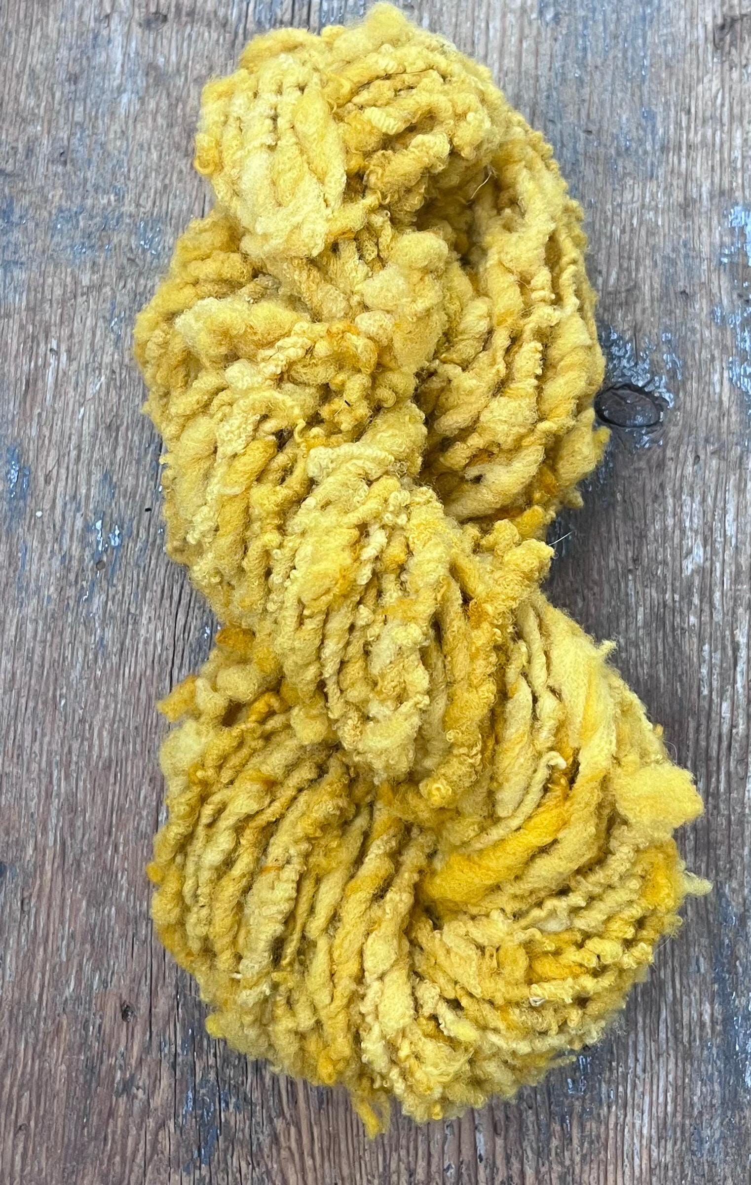 Buttered popcorn - nubbly textured Southdown wool handspun art yarn - Thumbnail 4
