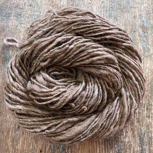 Brown natural handspun bulky wool/alpaca blend yarn