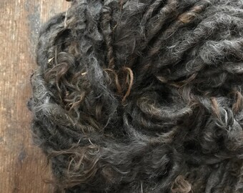 Gray suri llama lockspun yarn, 20 yards