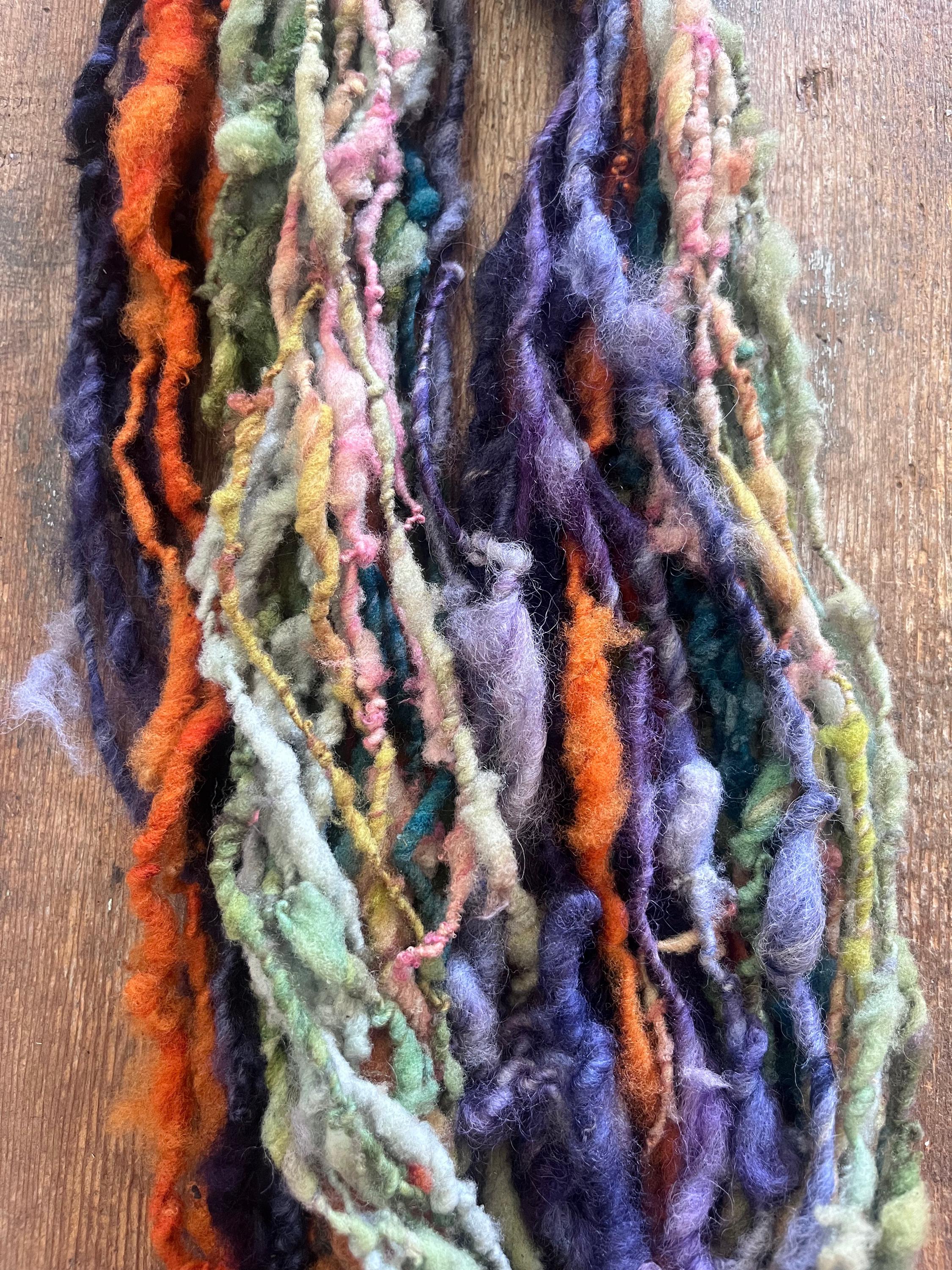 Hopeful - 60 yard scrappy rainbow art yarn skein - Thumbnail 2