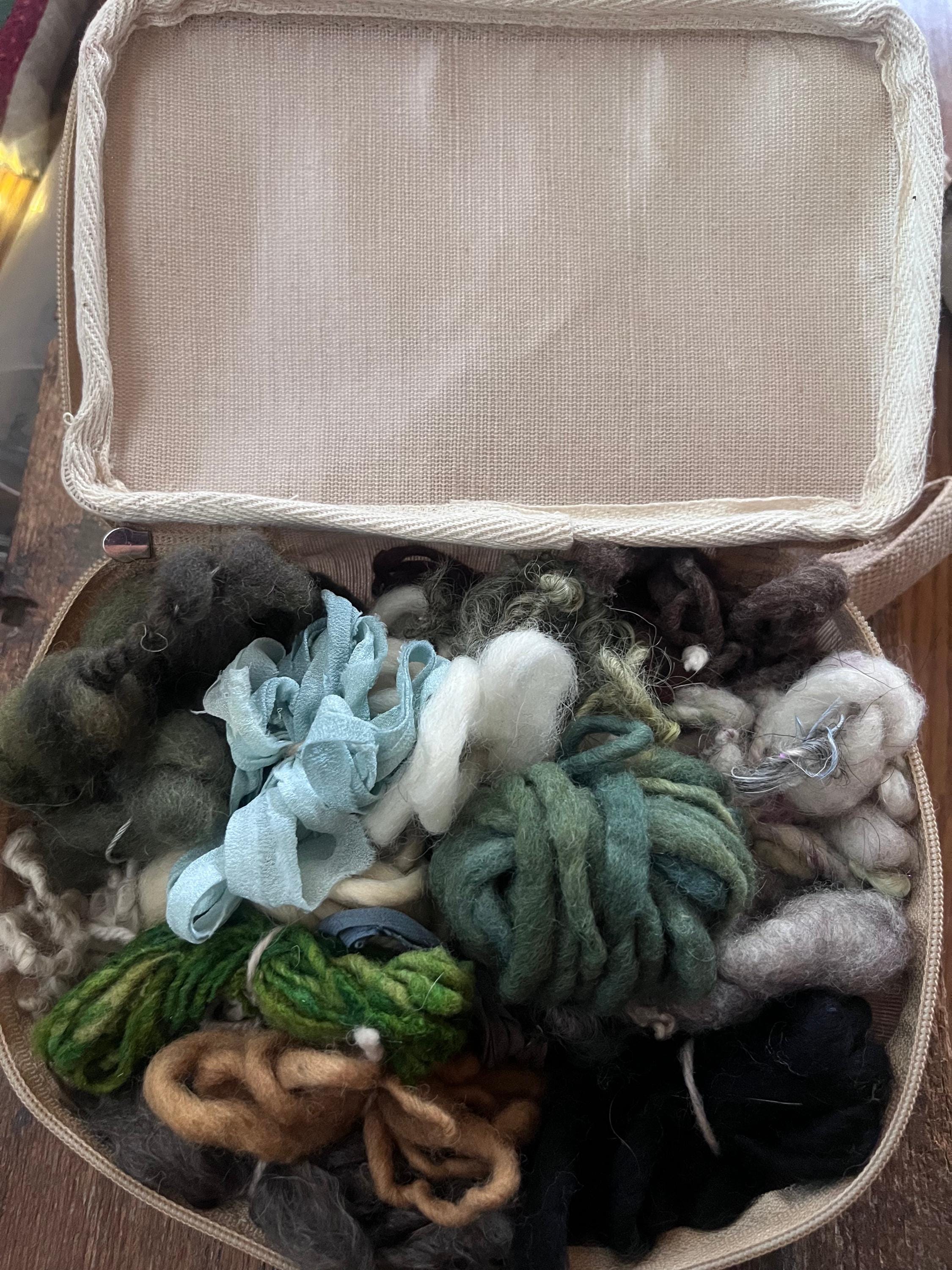 20 Mini Skein Art Yarn Sampler - Greens And Neutrals, Weaving, Junk Journal, Doll Making, Felting - Thumbnail 6