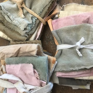 Naturally dyed scrappy fabric bundle