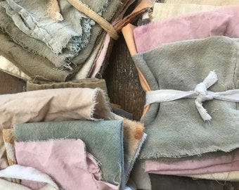 Naturally dyed scrappy fabric bundle