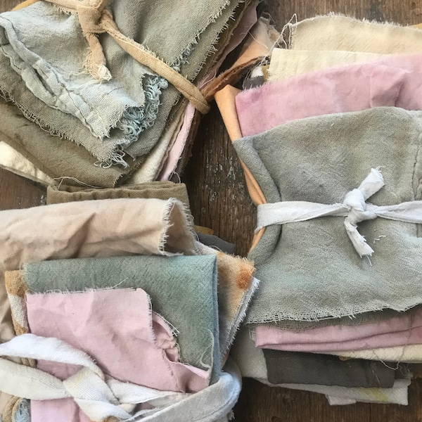Naturally dyed scrappy fabric bundle