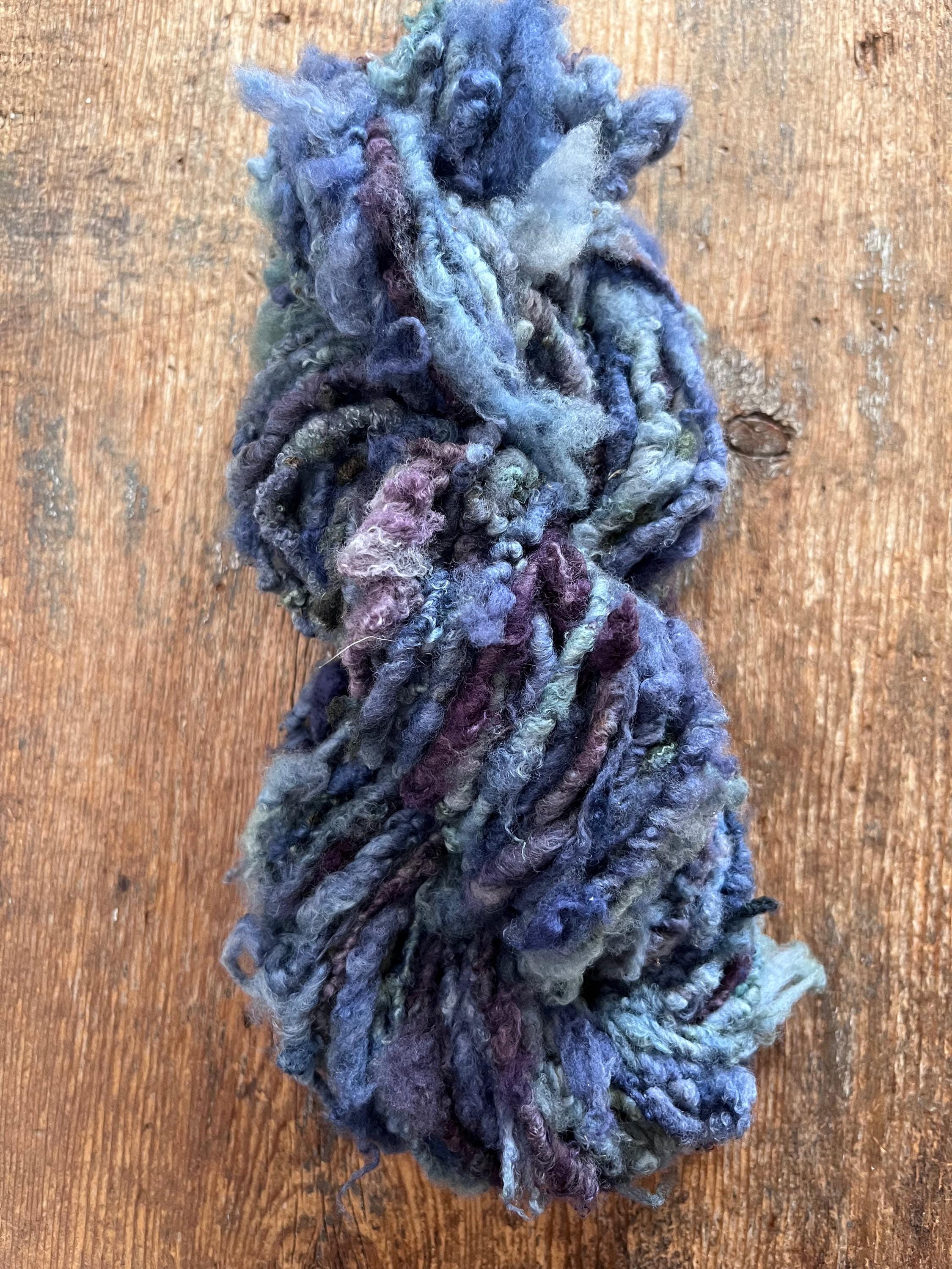 Ferris Wheel - nubbly Southdown wool art yarn, purples and blues - Thumbnail 3