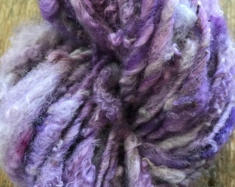 Violet bfl wool locks yarn, 50 yards