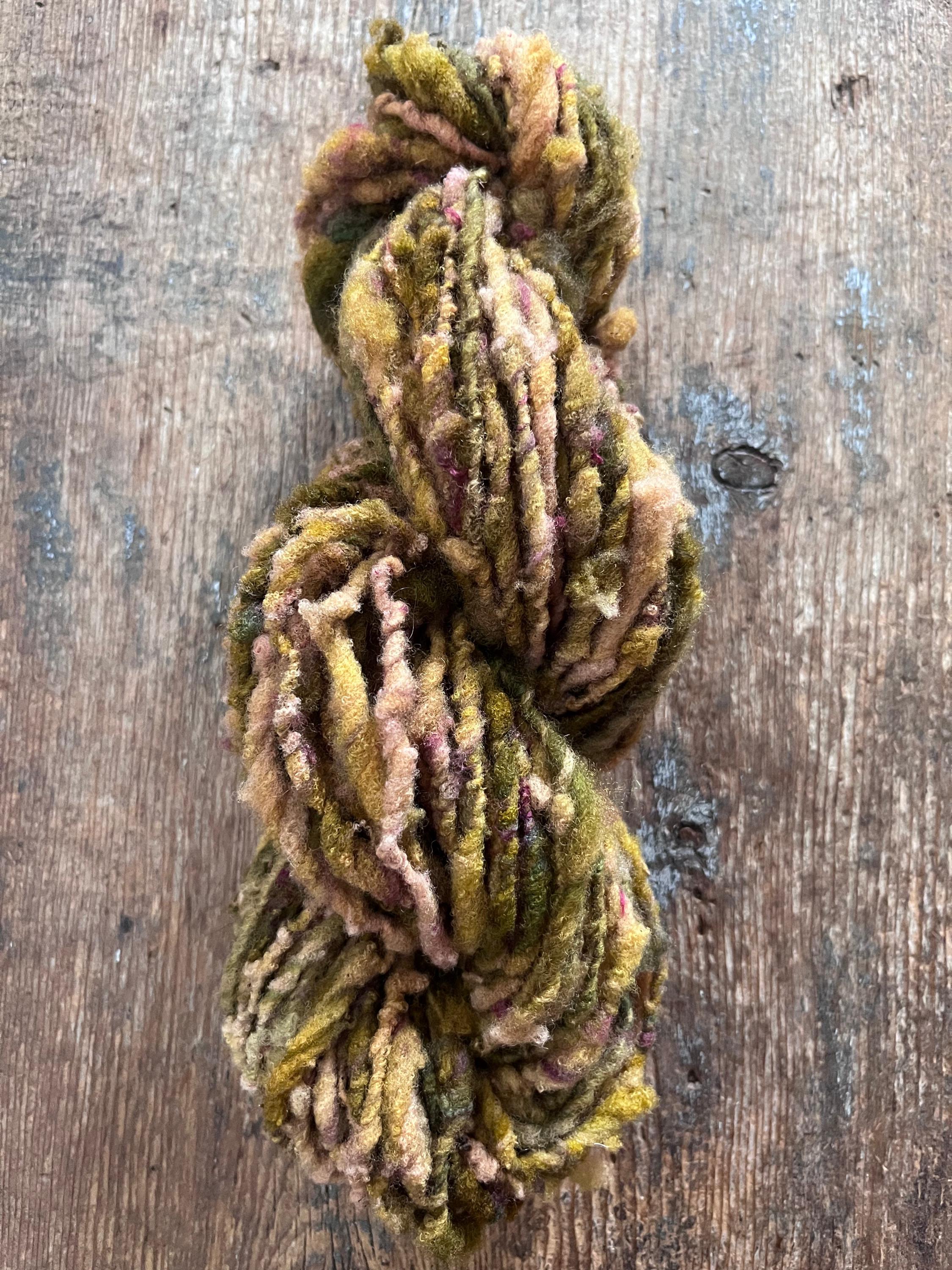 Hellebore, handspun nubbly squishy chunky handspun Southdown wool art yarn - Thumbnail 7
