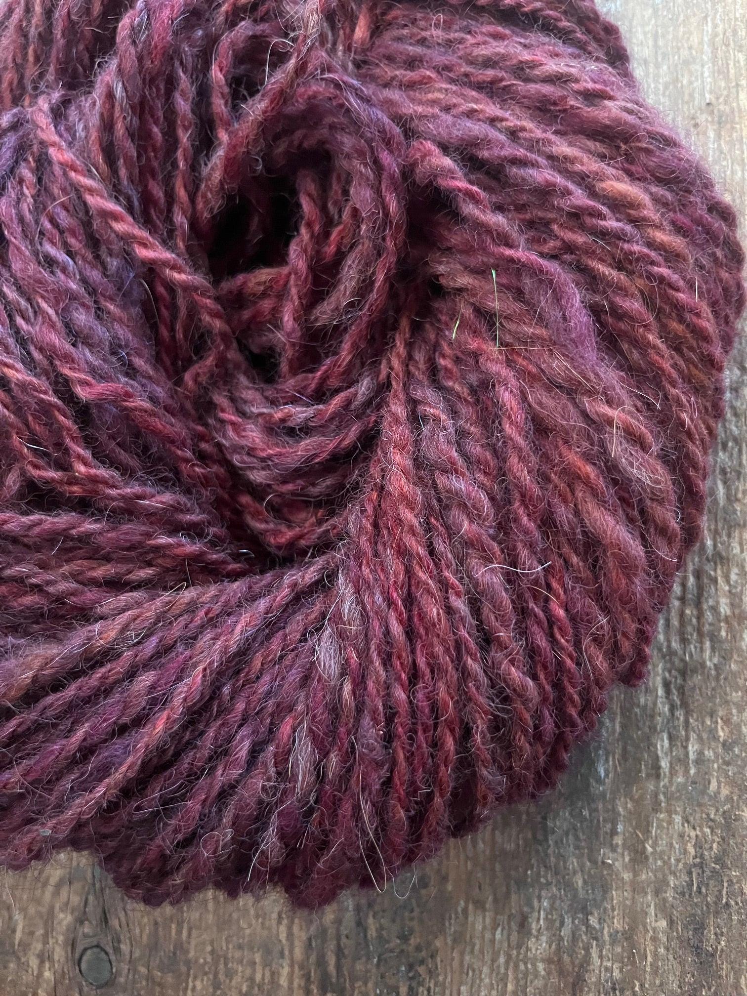 Raspberry Fool - 50 yards light bulky handspun yarn - Thumbnail 4