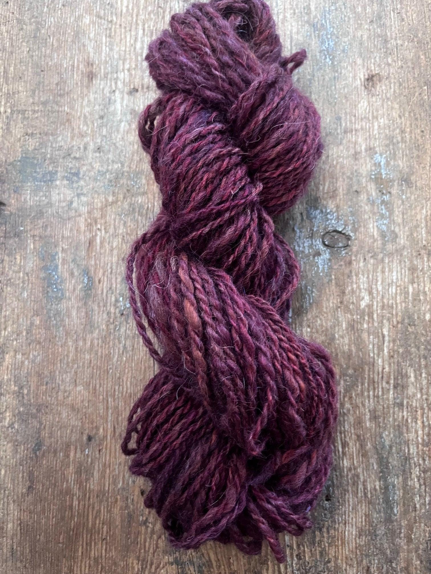 Raspberry Fool - 50 yards light bulky handspun yarn - Thumbnail 3