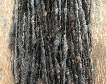 Black Finnsheep wool locks yarn, 100 yards