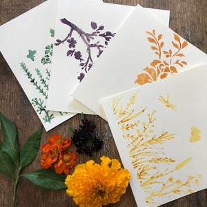 Cartes de correspondance botaniques au pochoir, ensemble floral