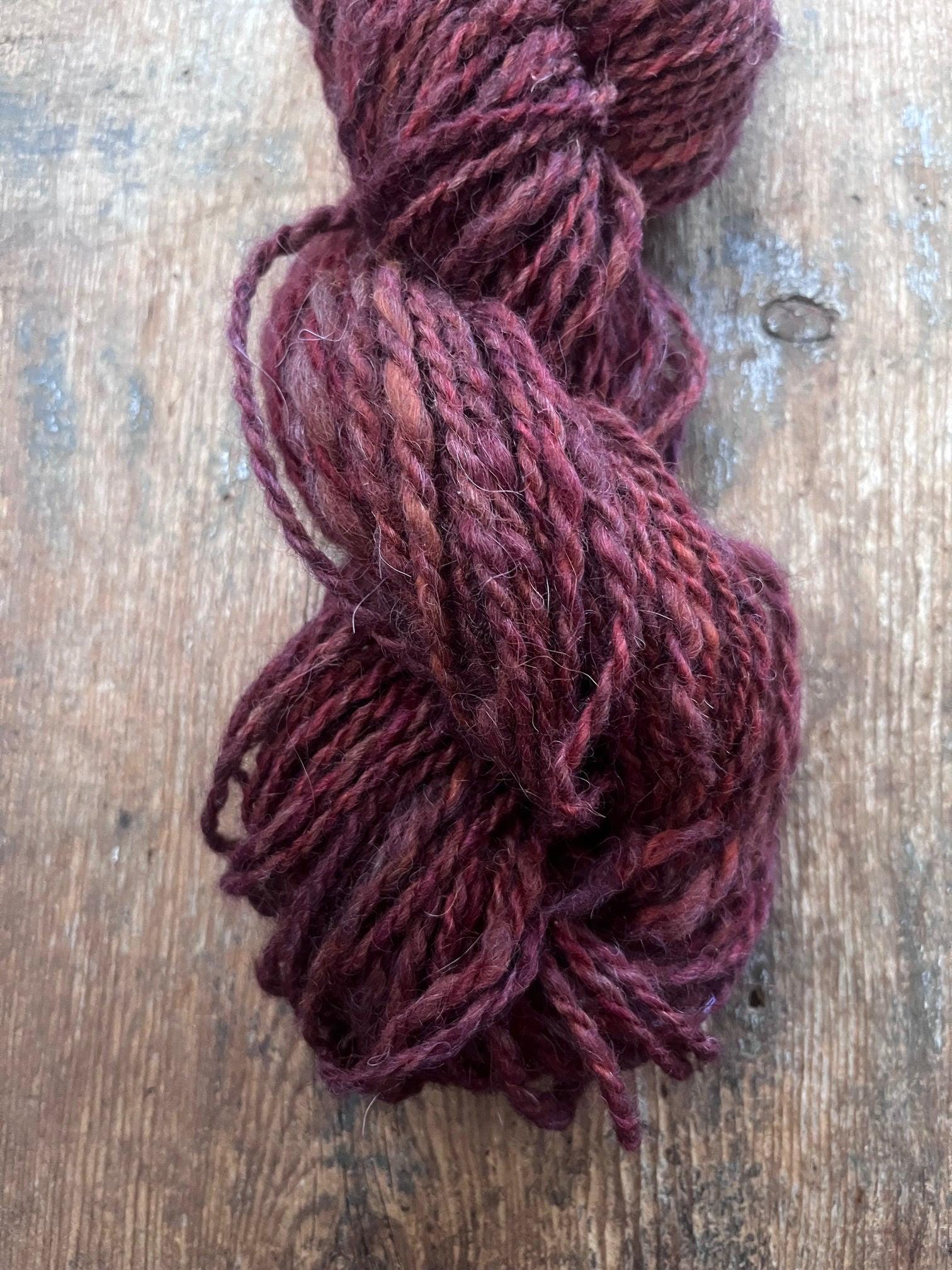 Raspberry Fool - 50 yards light bulky handspun yarn - Thumbnail 2