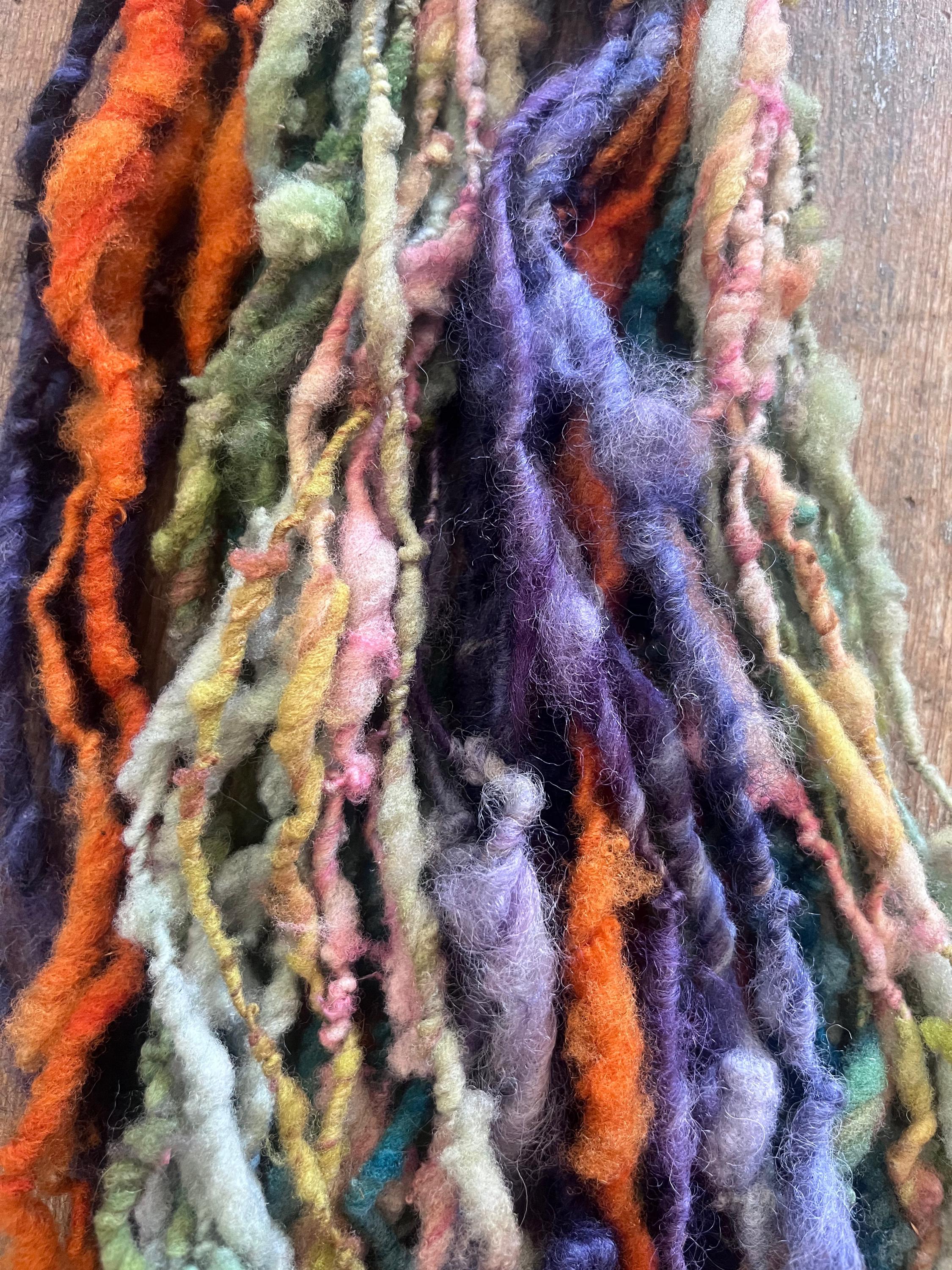 Hopeful - 60 yard scrappy rainbow art yarn skein - Thumbnail 4