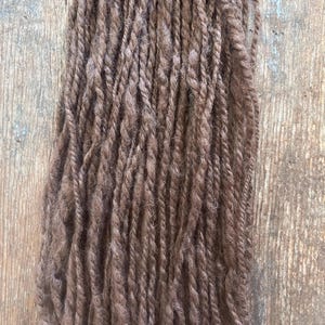 Soft alpaca two ply natural handspun bulky yarn, caramel brown